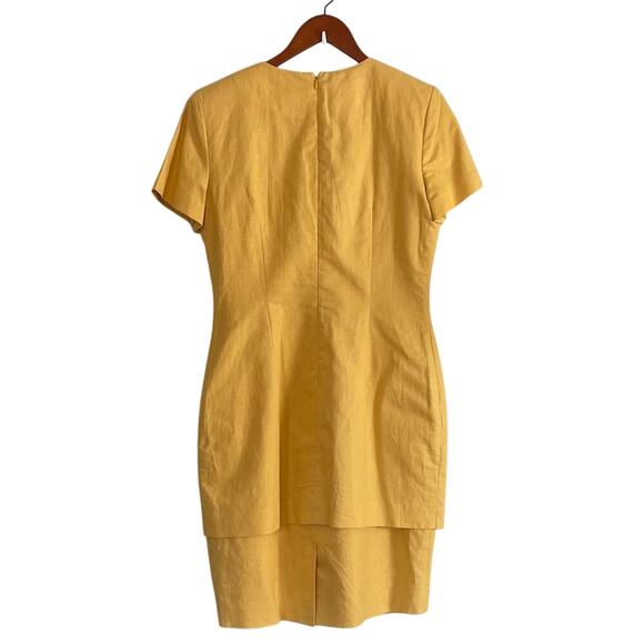 Yellow/Gold Linen Blend Tiered Short Sleeve Sheath Dress, Size 10 - Picture 5 of 12